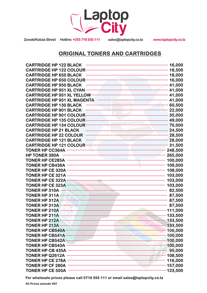 Original Toners and cartridges at Laptop City