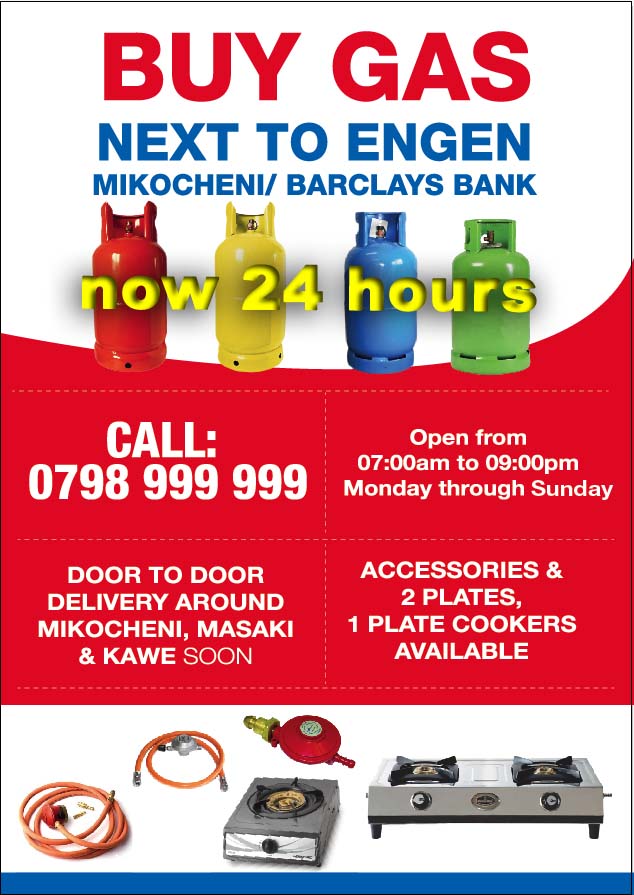 Buy Gas next to Engen Mikocheni/Barclays 24 hours