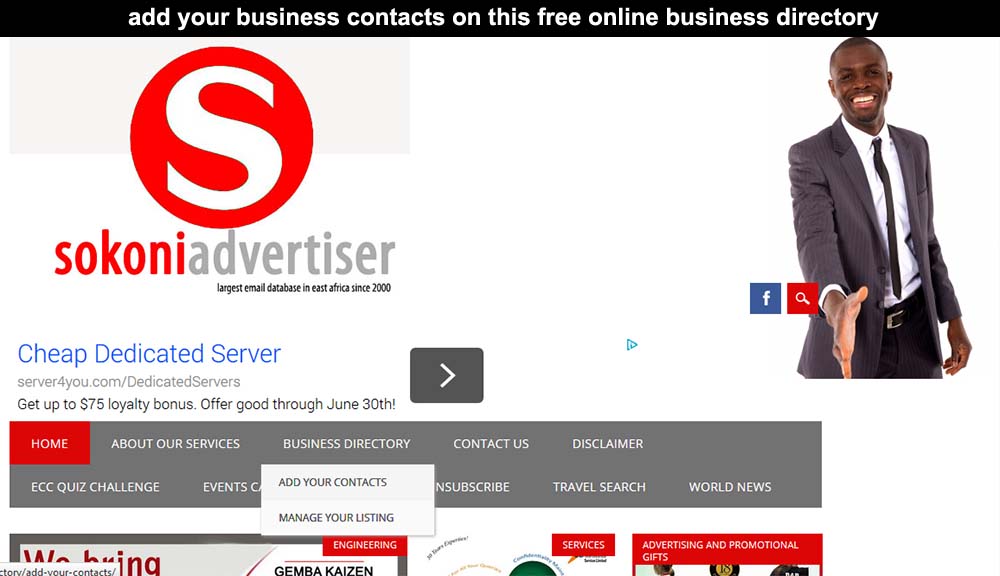 Add your business contacts to Sokoni Business Directory