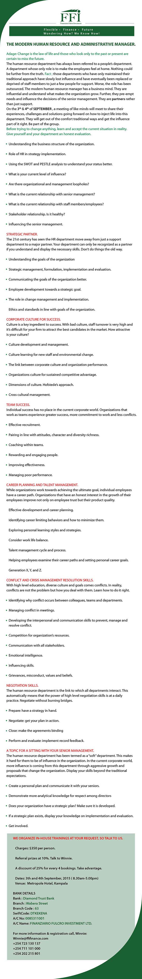 The Modern HR and Admin manager Training