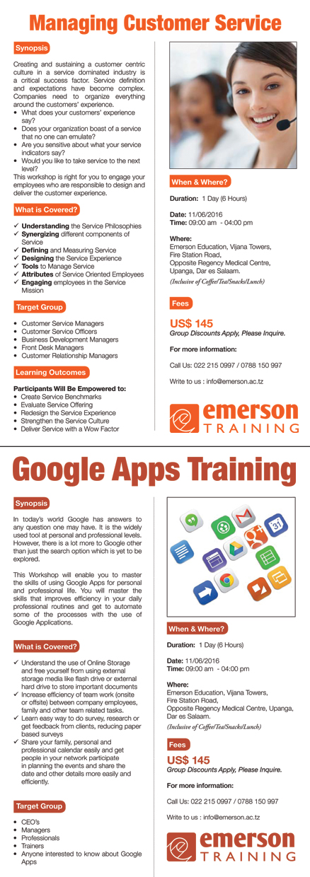 Customer Service and Google Apps Workshop