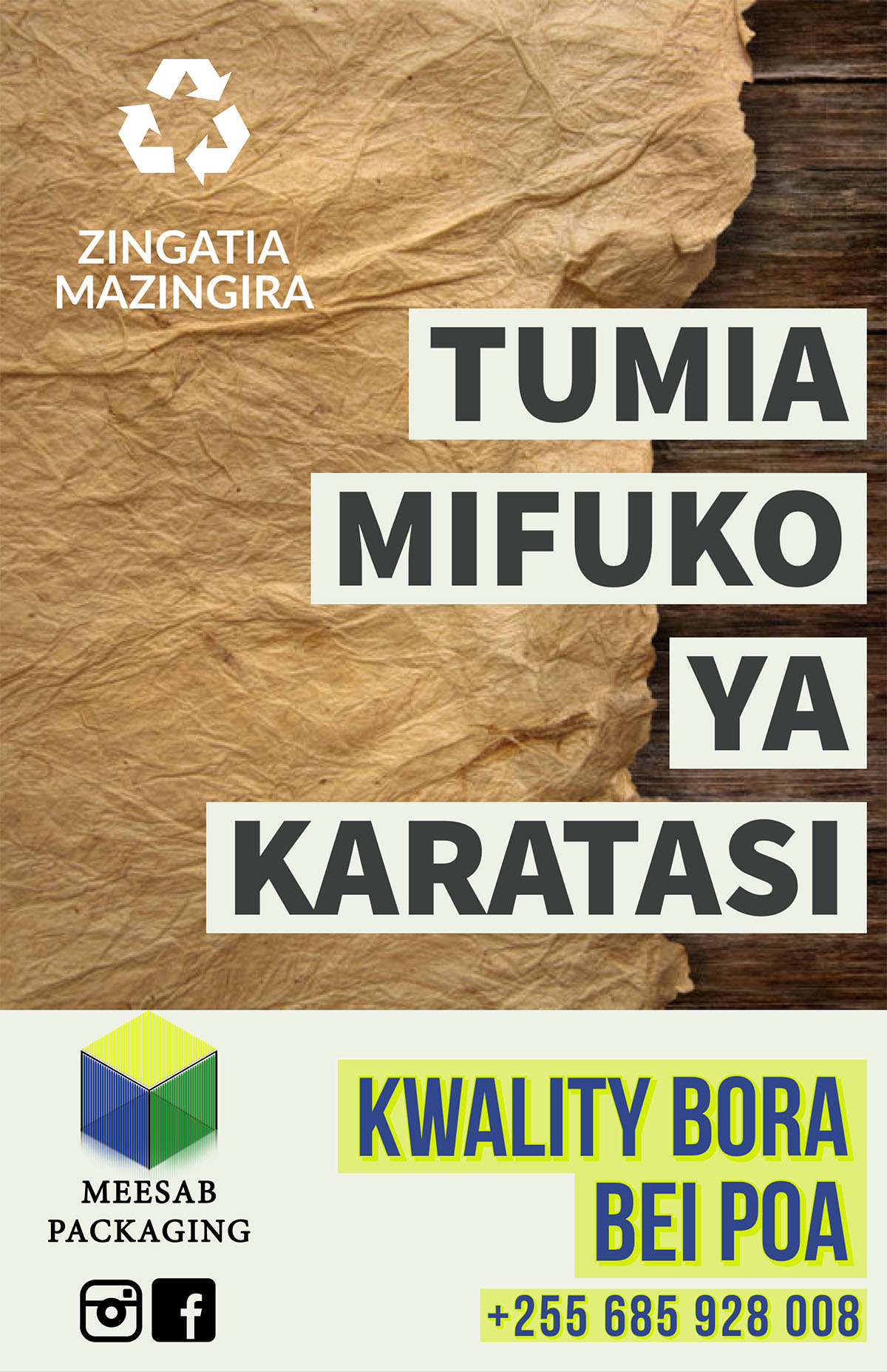 Tumia mifuko ya karatasi