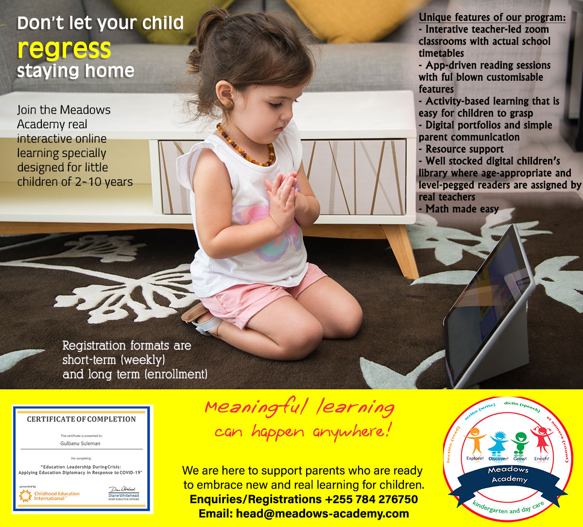 Don’t let your child regress staying home