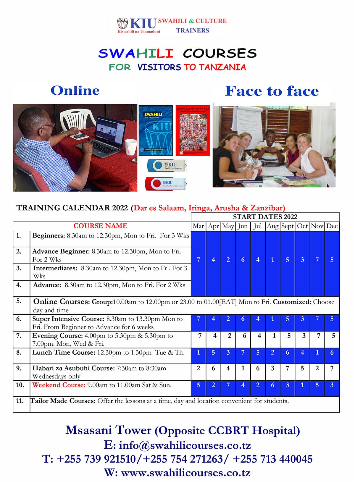 Training Calendar 2022