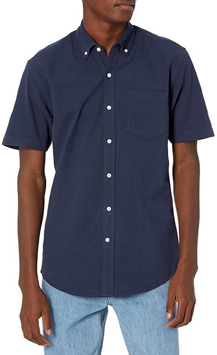 Essentials Mens Regular-Fit Short-Sleeve Linen Shirt 