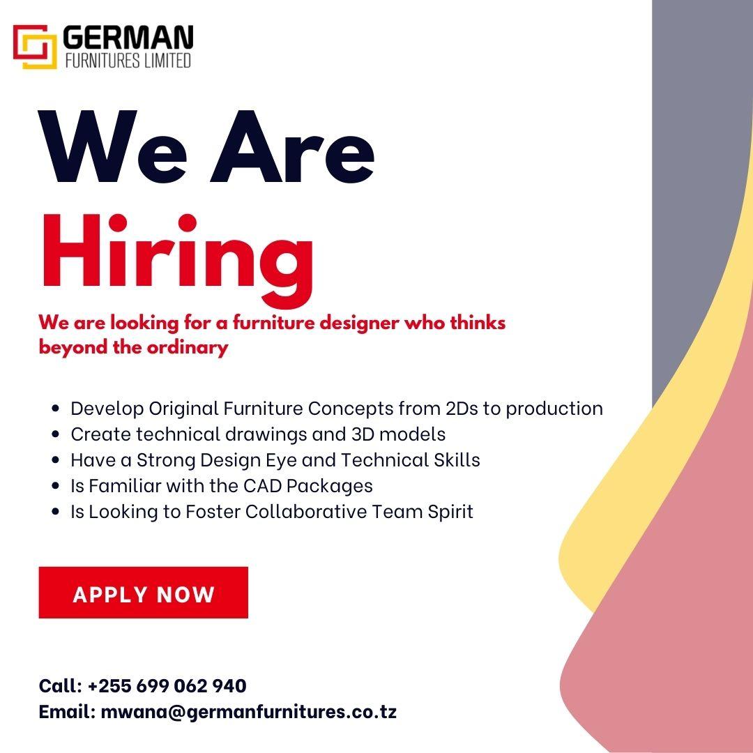 Immediate Opening for a Skilled Furniture Designer