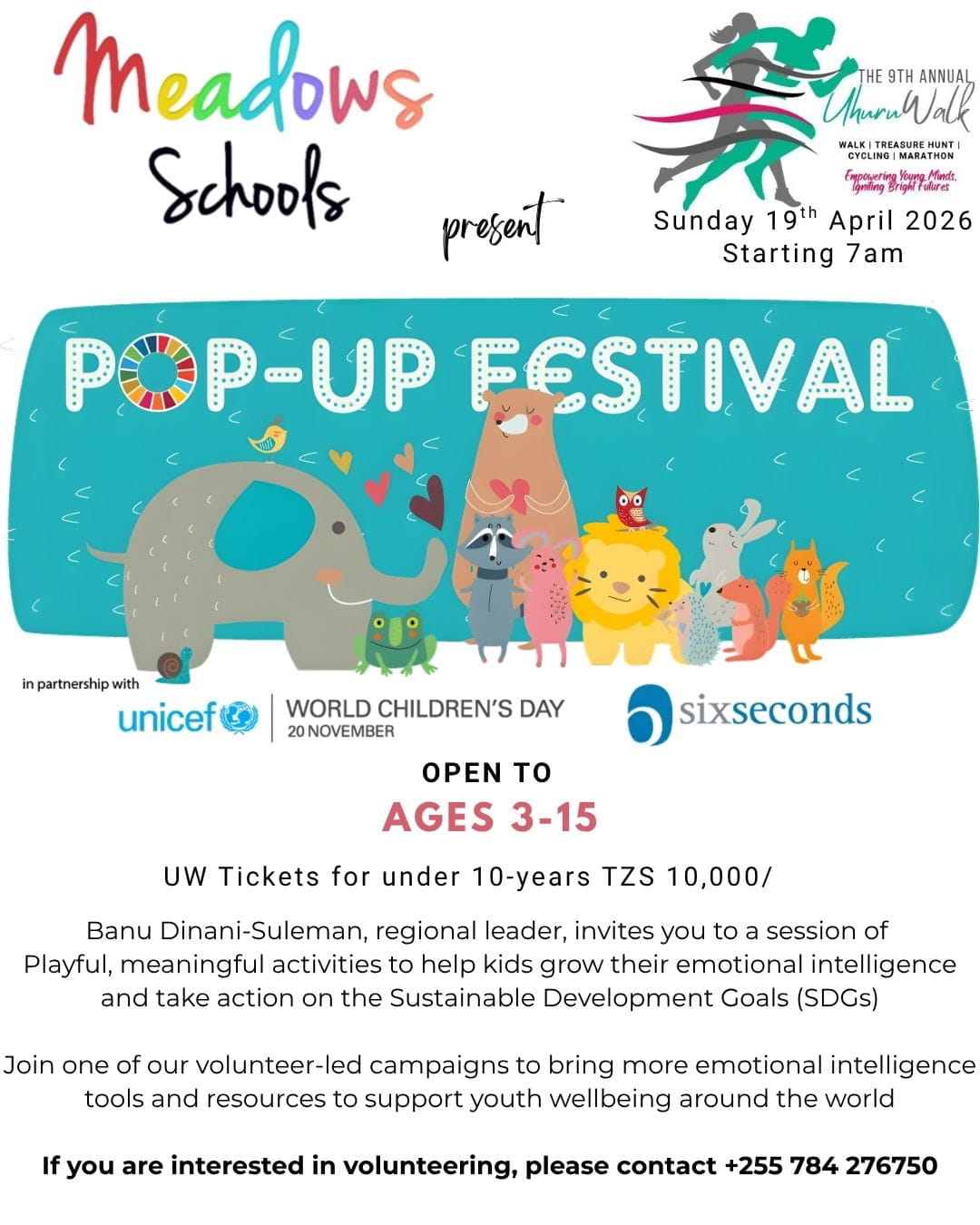Sign up your Child for the POP-UP Festival at Uhuru Walk 9