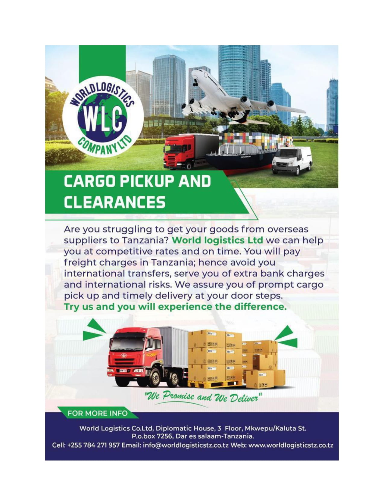 Prompt cargo pickup and doorstep delivery across Tanzania