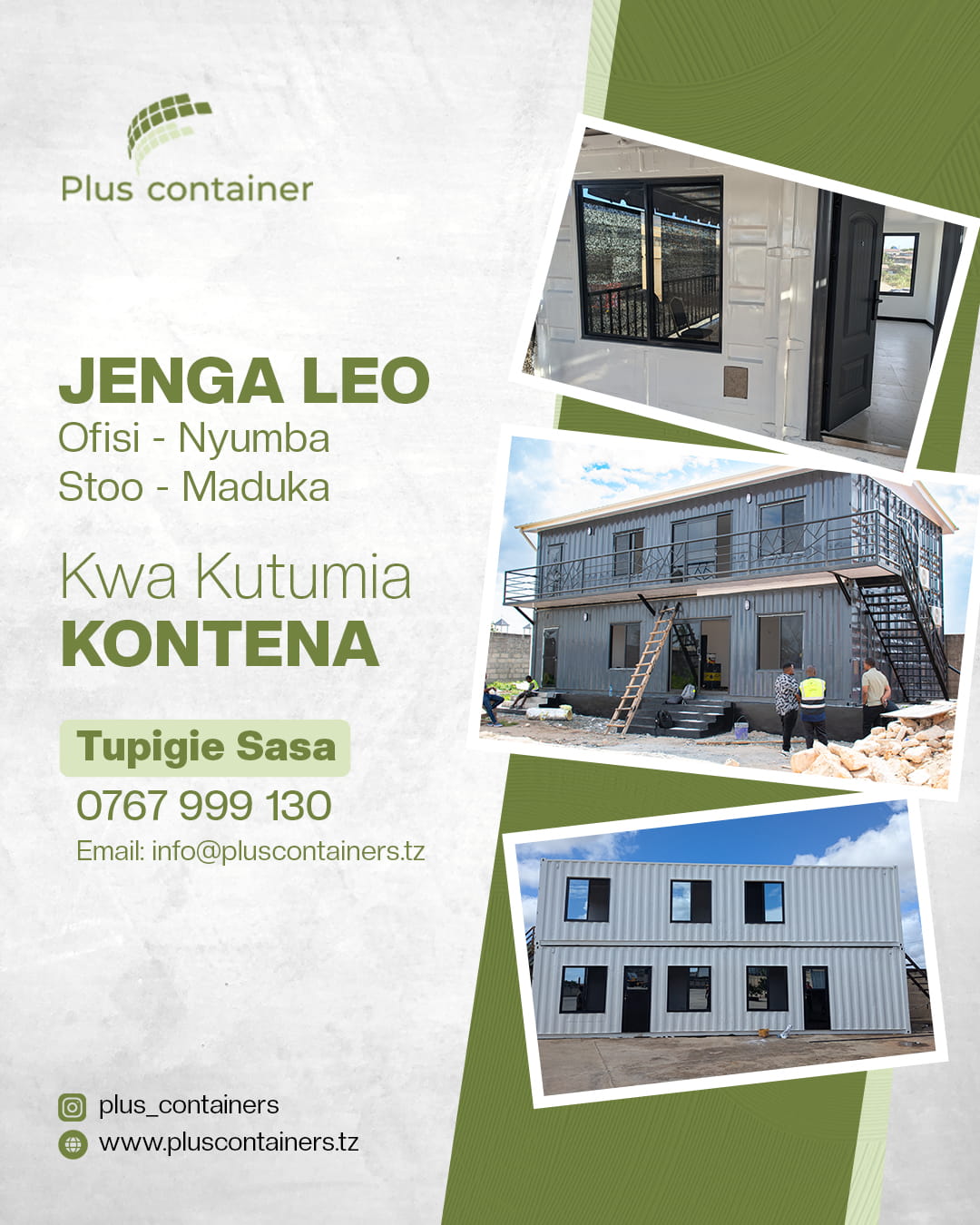 Jenga leo kwa kutumia Kontena